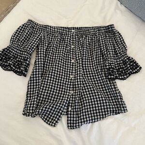 Old Navy Black and White Checkered Top